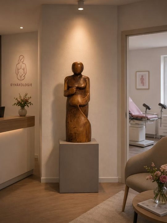 Bronze-Skulptur im Foyer eines modernen Unternehmens